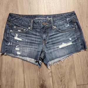 American Eagle Y2K Destroyed Cut Off Denim Jean Shorts Size 6